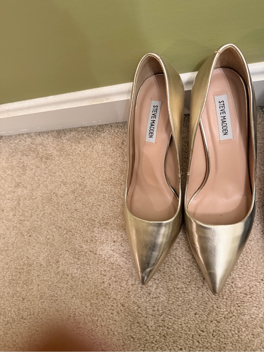 Steve Madden Metallic Gold Pointed-Toe Pumps